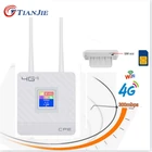 Роутер TIANJIE 3G4G LTE CPE, Wi-Fi, SIM-карта, разблокировка, 300 м, мобильный порт доступа WANLAN, Двойная внешняя антенна, зарубежный склад