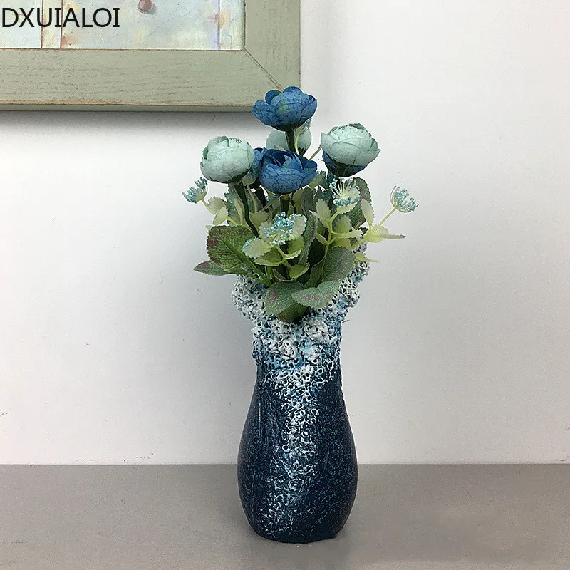 

DXUIALOI Creative The waves Art Vase Decoration Resin Crafts Home Bedroom Living Room Desktop Flower Arrangement Decoration