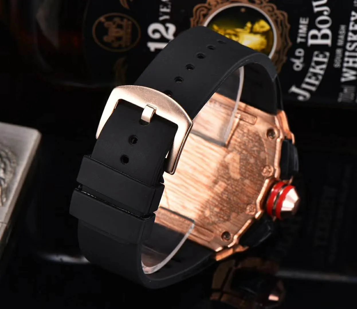 

Men's Watch Quartz Fashion gift Men Watches New Six stitches All dials work Fashion tonneau Shape Rubber Strap Individual Trends