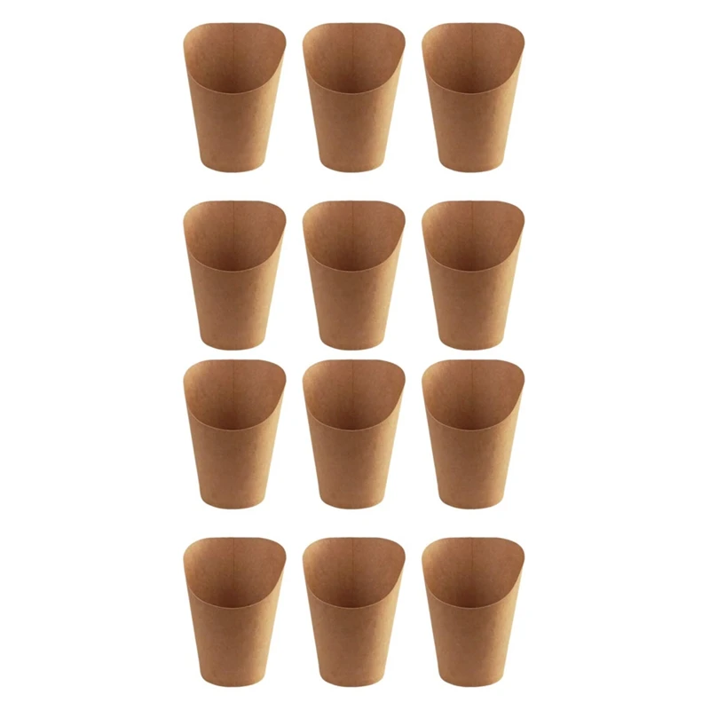 

200Pcs Disposal Take-Out Baking Cakes Egg Puff French Fries Chips Snacks Kraft Paper Cups Holder, 300Ml (Brown)