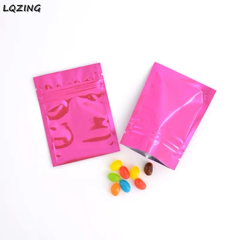 30 шт. 7 5*10 см розовые маленькие пластиковые пакеты с замком-молнией из алюминиевой