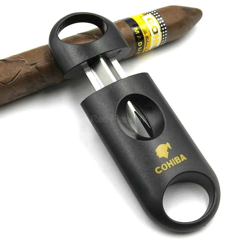 Пластиковый V образный резак для сигар COHIBA острый сигарет металлическое лезвие