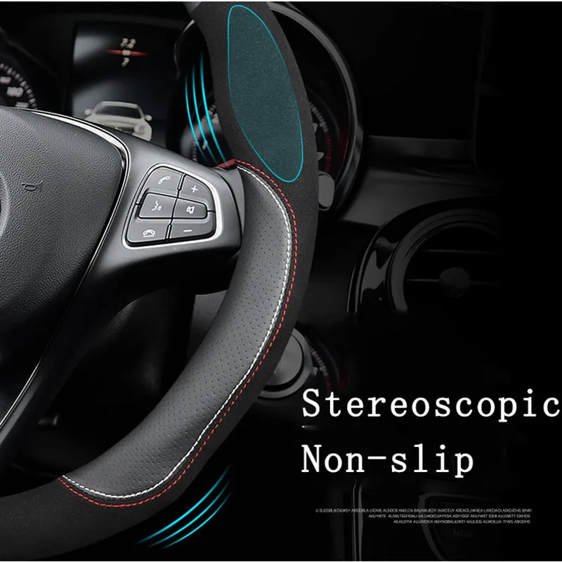 

Genuine Leather Car Steering Wheel Cover 15 inch/38cm for Ford Ranger Fiesta Focus Everest Mustang Kuga EcoSport Escort Escape