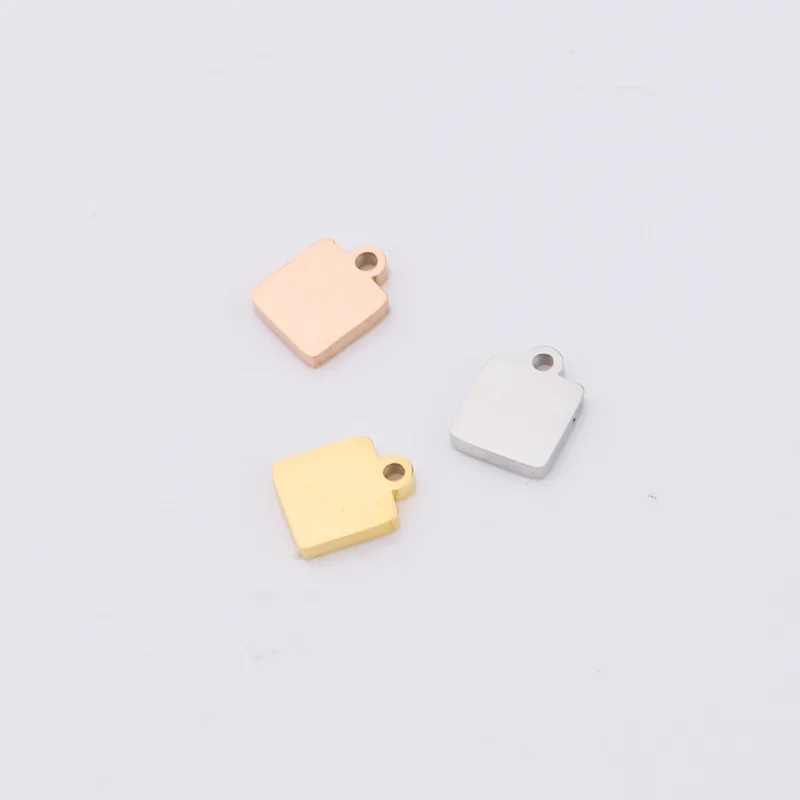 

100% из нержавеющей стали мини квадрат тег брелоки для лазерной гравировки, покрыто розовым золотом/золото/серебро Цвет металла Квадратные З...