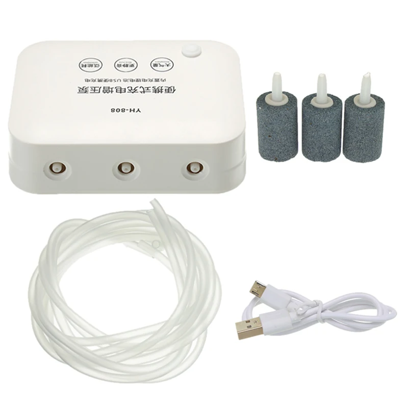 

Small Fish Tank Usb Rechargeable Household Silent Aeration Machine Single Double Three Air Holes Aquatic Fishing Box Oxygen Pump