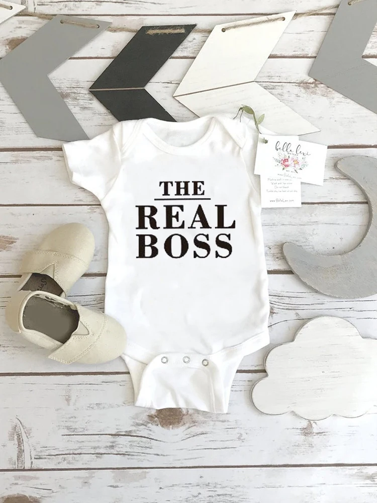 Комбинезон для младенцев с рисунком настоящего босса семейная подходящая