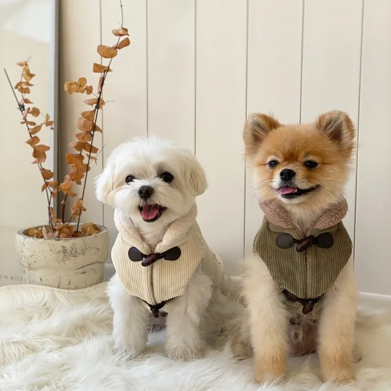 

2022 Pet Dog Clothes Winter Jackets Suit Warm Fleece Vest Velet Small Dog Motorcycle Waistcoat Coat Clothing Coats Pets Supplies