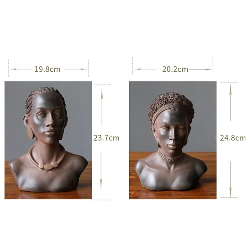 

American Country African Beautiful Female Bust Figure Statue Head Decoration High-end Sample Room Avatar Decoration Soft