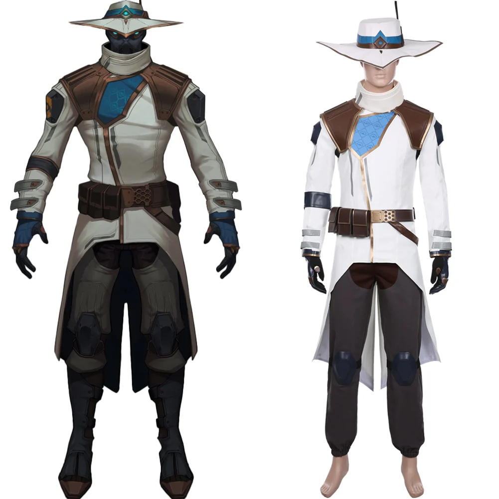 Игра Valorant Cypher Косплэй костюм пальто для Хэллоуина брюки шляпа наряды костюмы