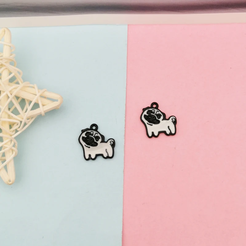 10 шт./пакет бульдог эмаль подвески серьги браслет модный кулон в виде шарпей