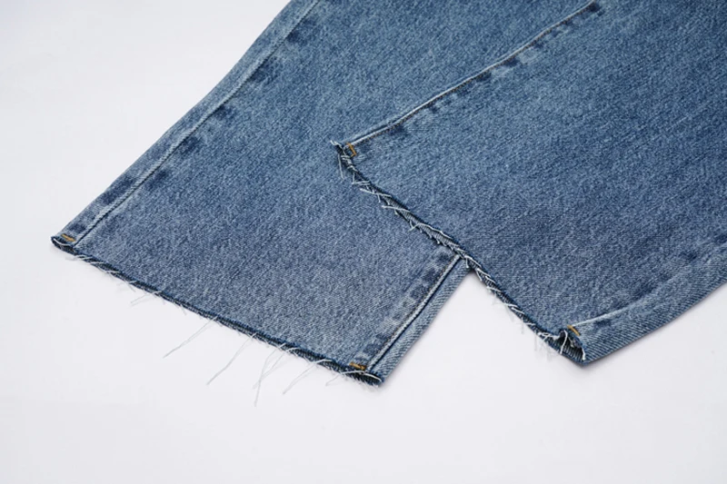 

[EAM] High Waist Blue Wide Leg Burrs Denim Long Trousers New Loose Fit Pants Women Fashion Tide Spring Autumn 2021 1DD5729
