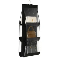 vow pets 6 pocket folding hanging large clear handbag purse storage holder anti dust organizer rack hook hanger