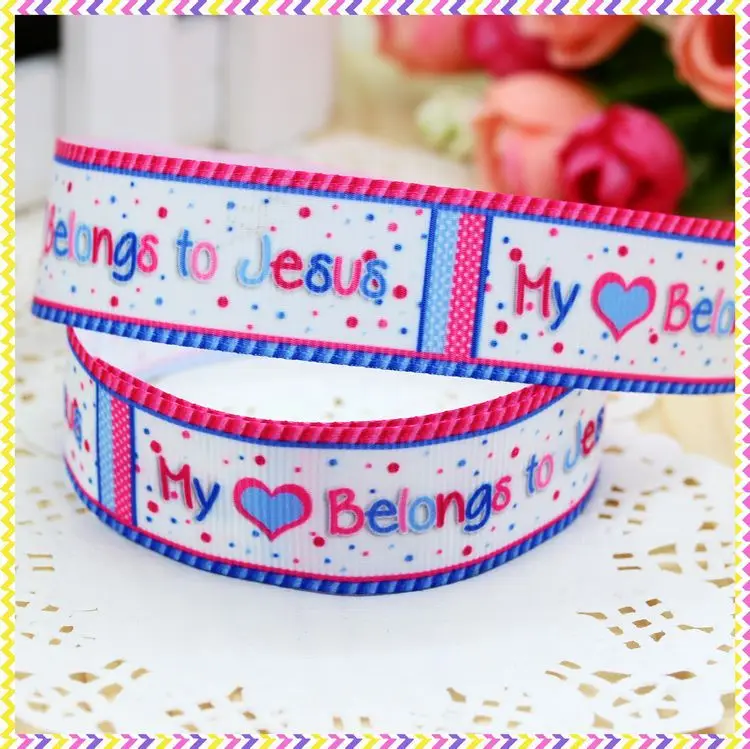 DHK 7/8 'ɵ ярдов корсажная лента с принтом Иисуса головной убор бант для волос