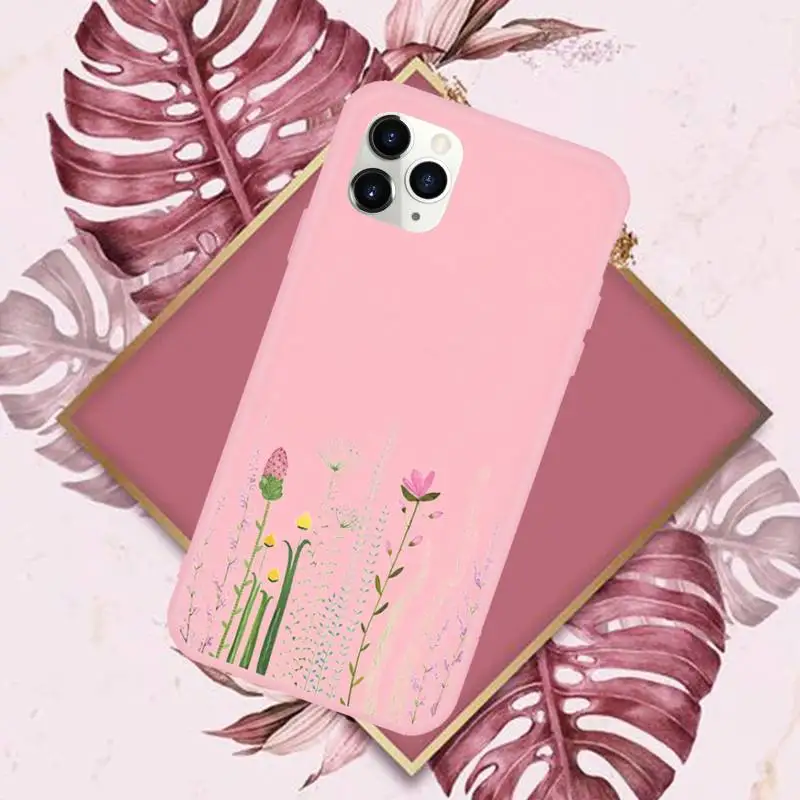 

Luxury Tropical plants Flower Phone Case Candy Color for iPhone 6 7 8 11 12 s mini pro X XS XR MAX Plus
