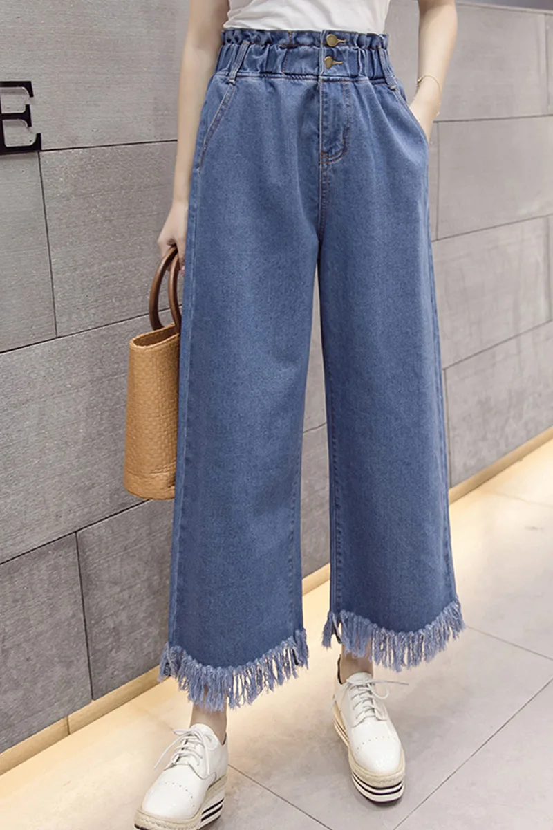 

Plus Size Autumn High Waist Cropped Jeans 200 Jin Fat Girl Oversized Loose Wide-Leg Harem Pants Women