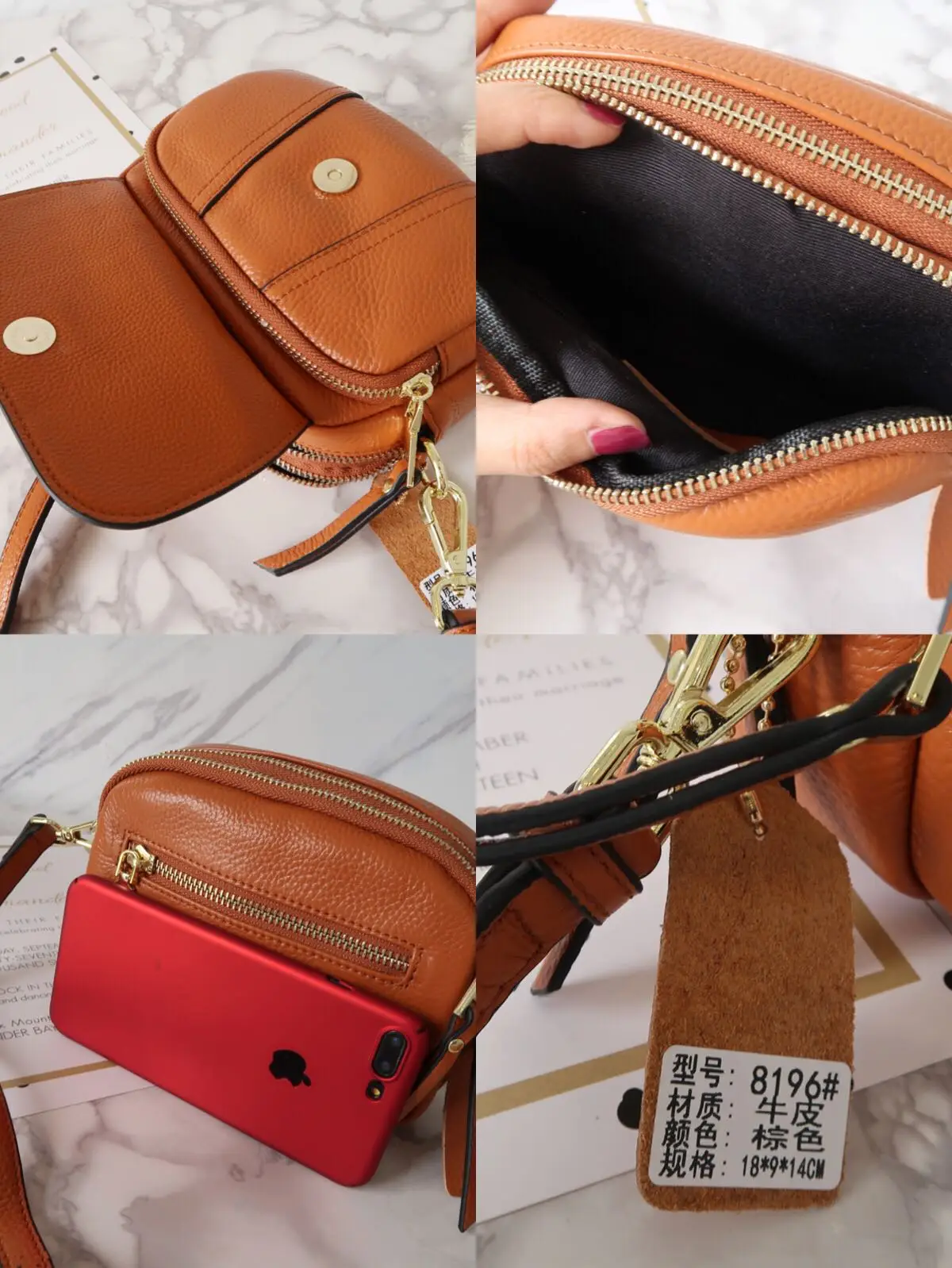 

New type 2021 head leather soft leather woman bag purse leather woman bag cowhide small round bag shoulder bag cross-body bag