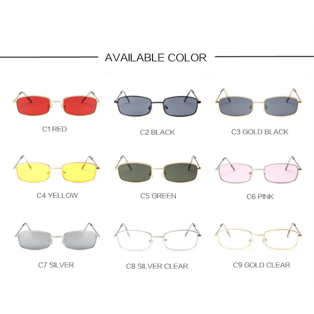 

NEW Vintage Square Sunglasses Women Brand Design Metal Frame Ocean Lens Retro Small Sun Glasses Female Oculos de so UV400