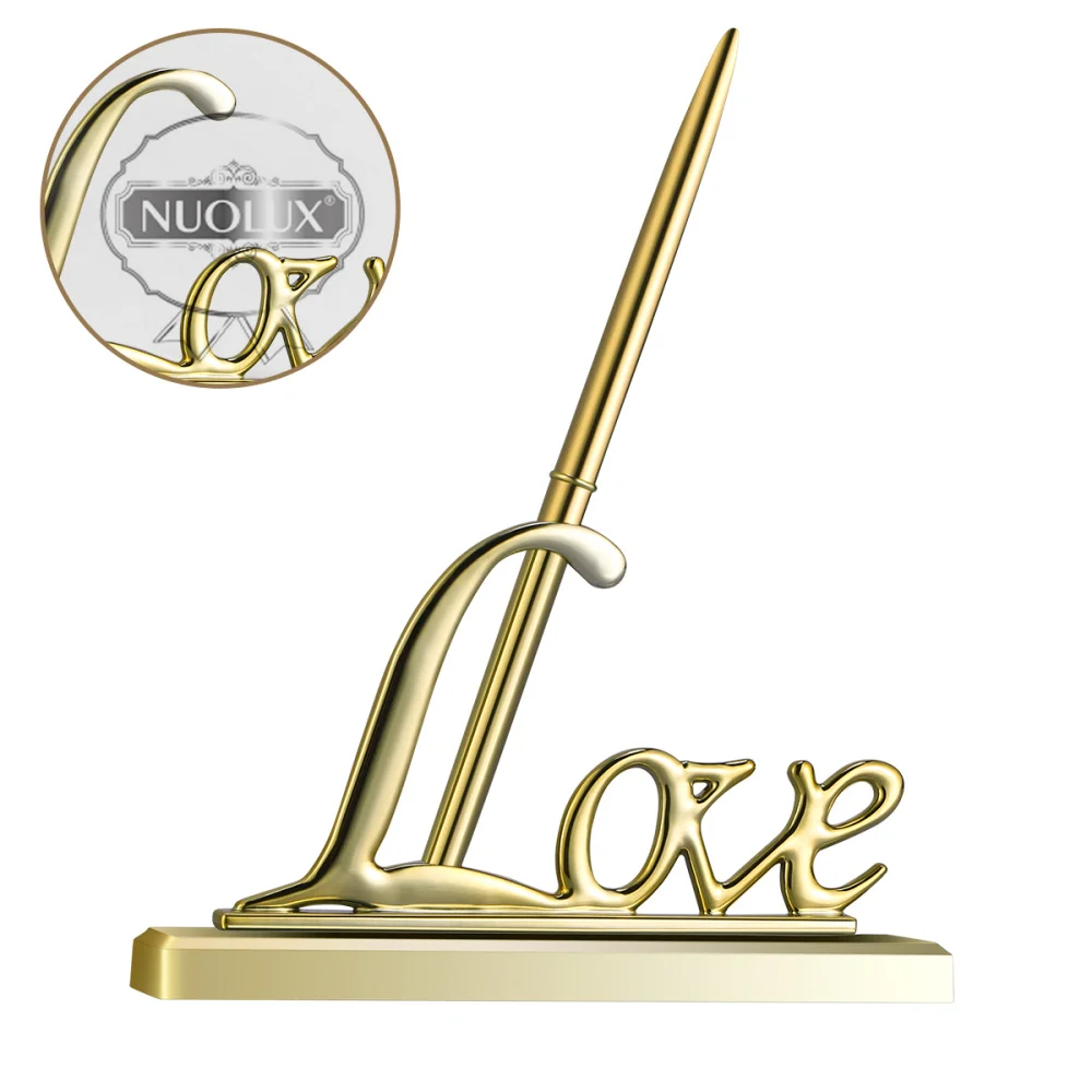 

NUOLUX Wedding Signing Pen with Gold Plated Metal Love Holder Party Pen Set (Golden)