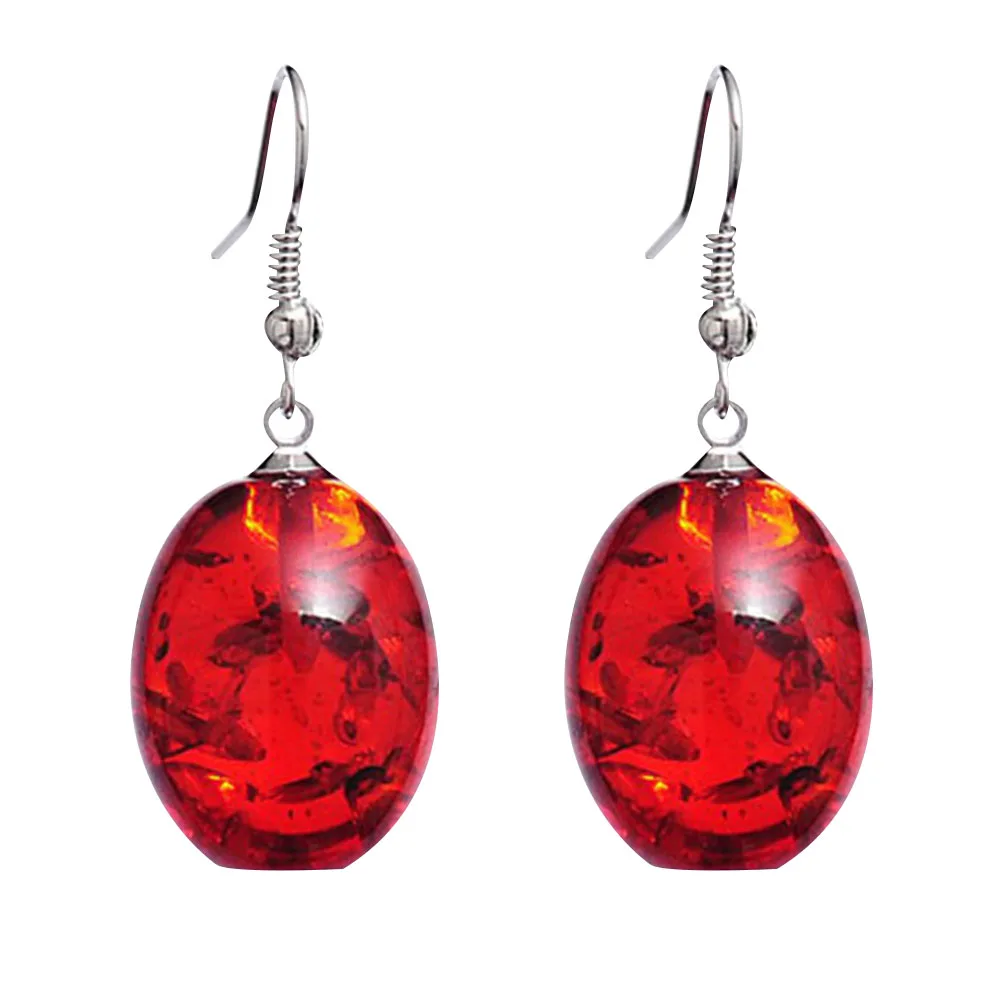 Винтаж овальной формы искусственного янтаря висячие крюк серьги для женщин