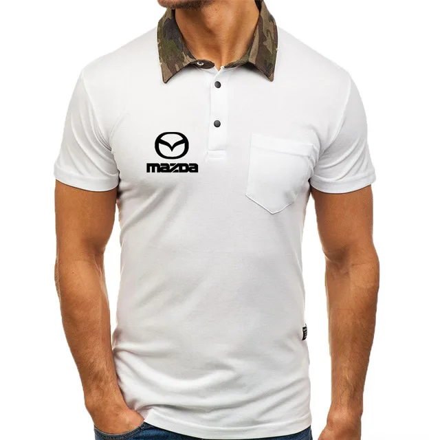 Мужская рубашка поло с коротким рукавом для Mazda логотипом автомобиля