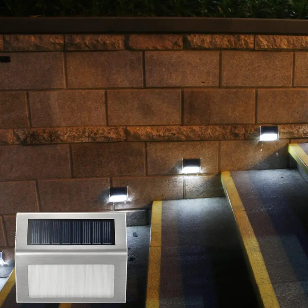 Нержавеющая сталь 2 светодиодный солнечный светильник Водонепроницаемый