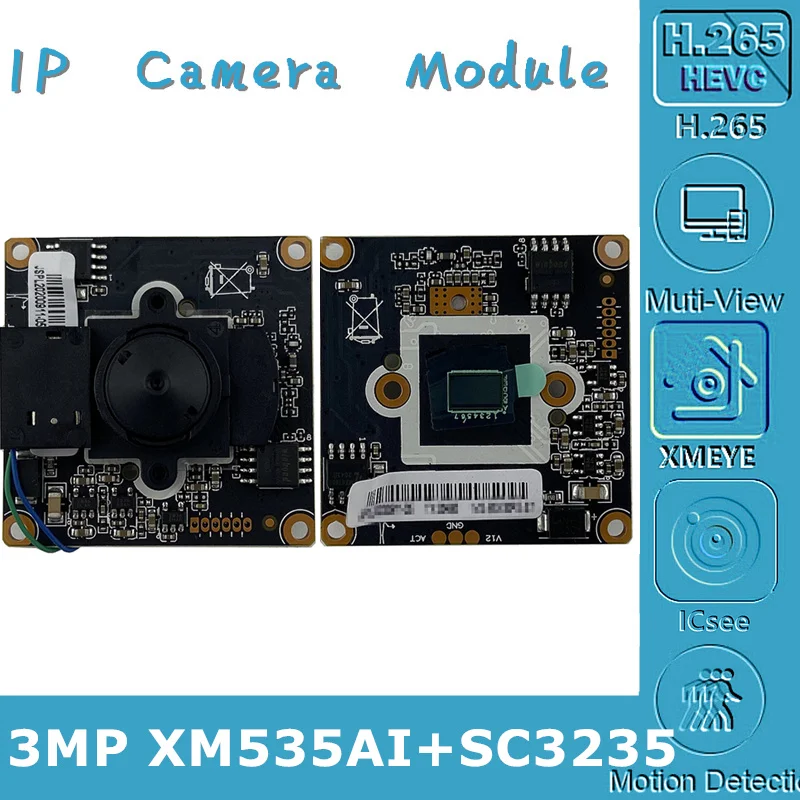Плата модуля IP-камеры XM535AI + SC3235 3 7 мм мини-объектив Мп H.265 2304*1296 микрофон аудио