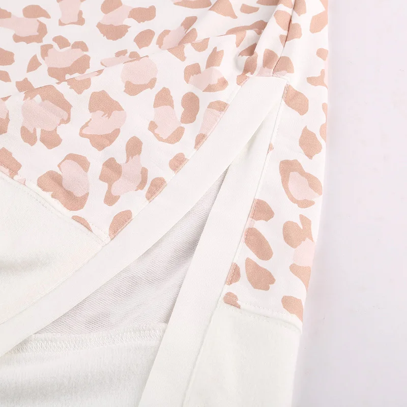

2020 winter new casual loose slim leopard print sweatshirt women fashion all-match long-sleeved round neck hoodless