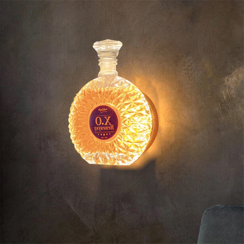 

Стеклянная настенная лампа в ретро-стиле для бара, стеклянная лампа для винных бутылок, внутренняя лампа, светодиодный настенный светильни...