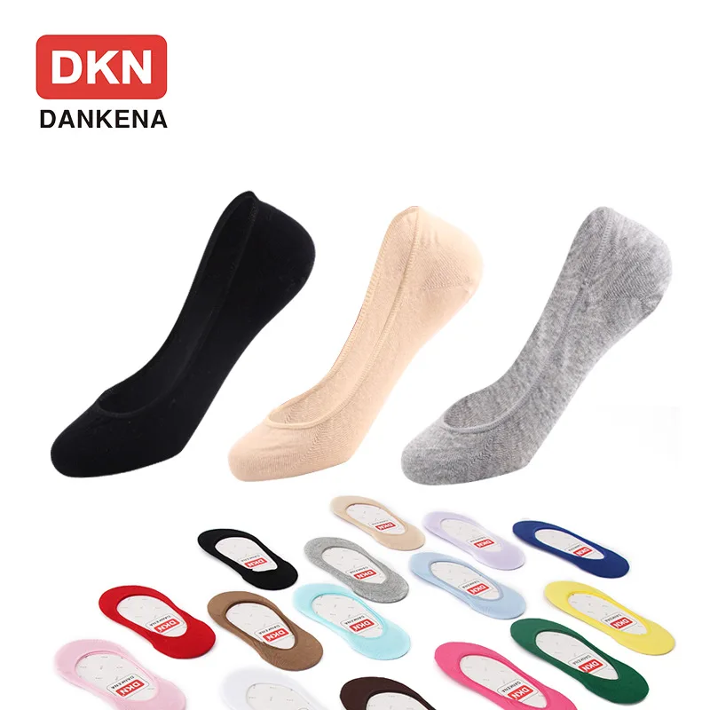 DKN женские нескользящие носки башмачки летние тонкие однотонные хлопковые