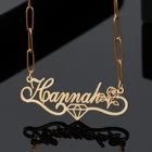 Ожерелье с именем на заказ с алмазным символом, персонализированная подвеска с именем цветка для женщин, золотая цепочка из нержавеющей стали, рождественский подарок