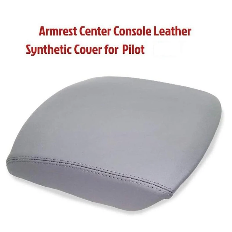 

Center Console Cover for 2009-2015 Honda Pilot Armrest Cover Replacement Leather Console Lid, Gray