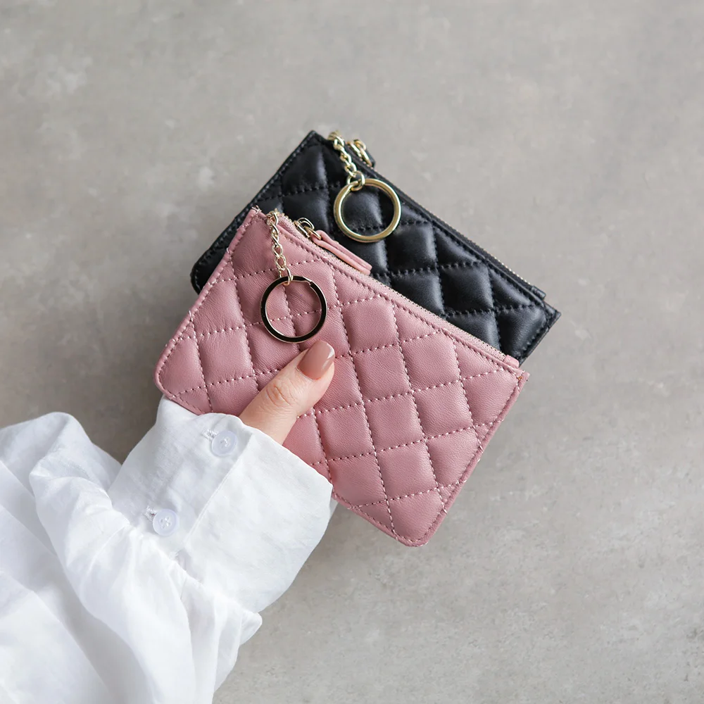 Женский маленький кошелек из натуральной коровьей кожи на молнии модный