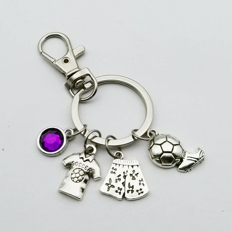 Модный 9 цветный брелок с кристаллами и камнем модель футбольного костюма кулон