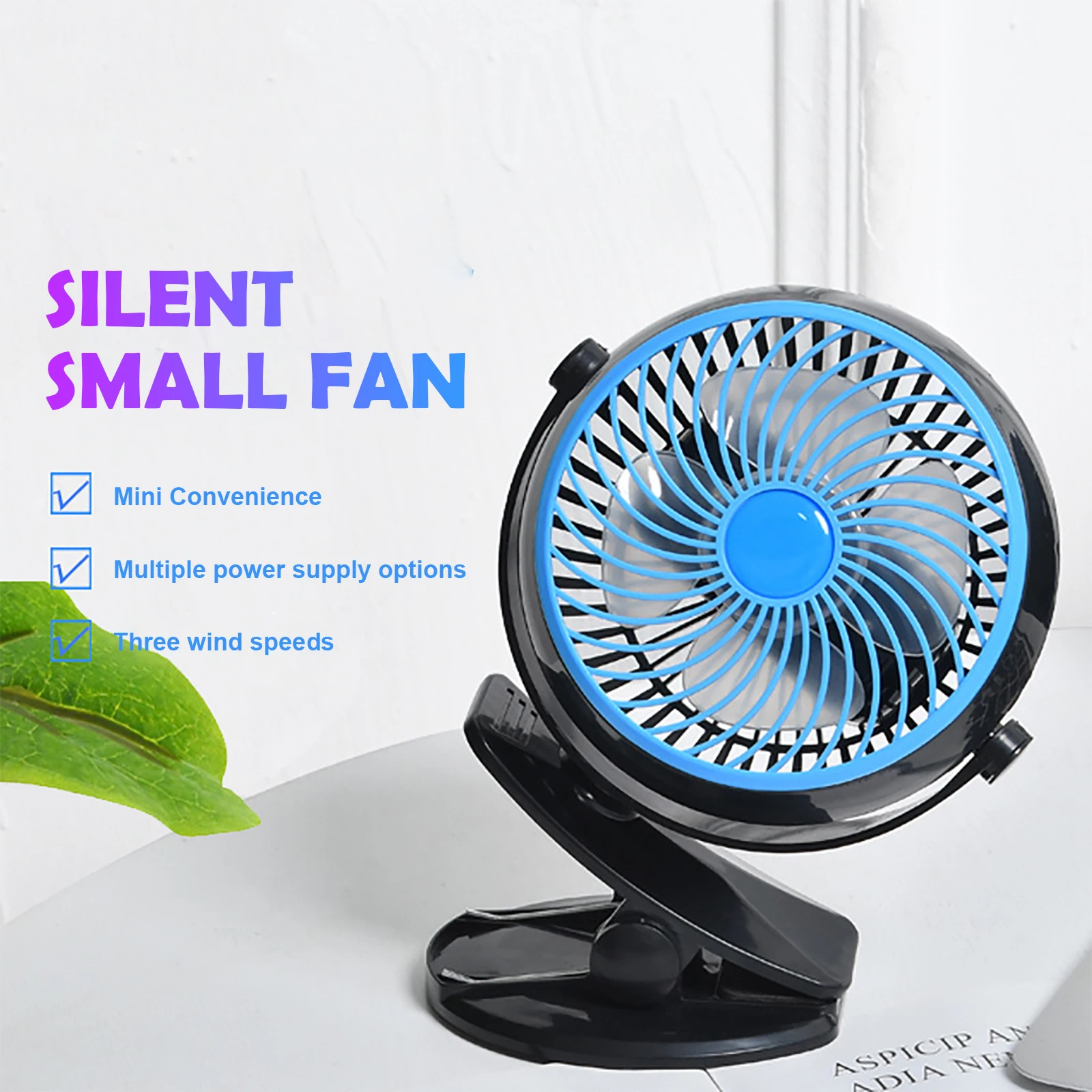 

Mini Portable USB Fan 360 Degree Rotation Clip Fan 4 Blades Light Weight USB Rechargeable Desk Cooling for Home Office