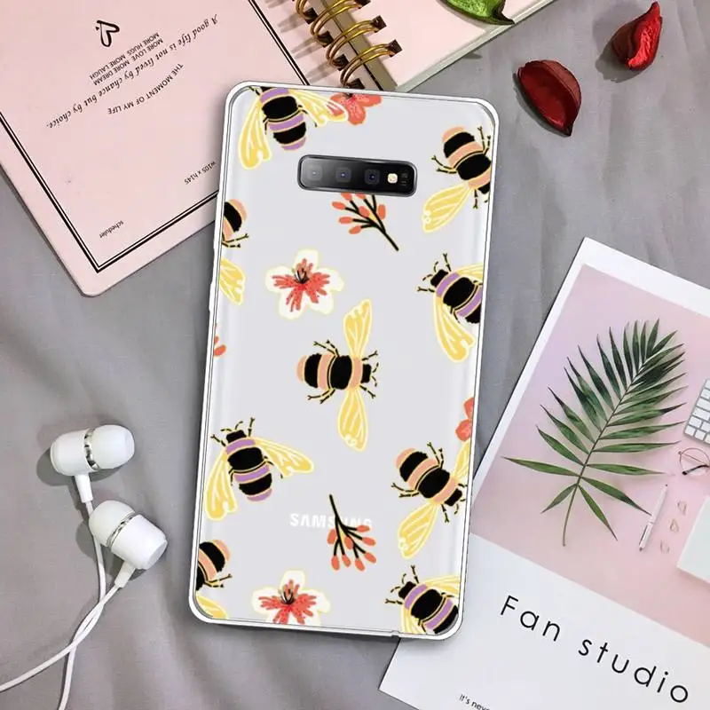 

Cute cartoon animal bee Phone Case Transparent For Samsung Galaxy A 71 21s S note 8 9 10 plus 20 ultra