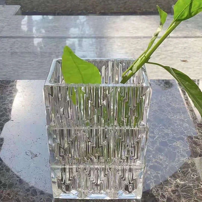 

European-style Crystal Square Flower Glass Vase Luxury Living Room Decor And Present