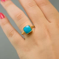simple square plated ring fashion proposal ring unisex bridal wedding jewelry