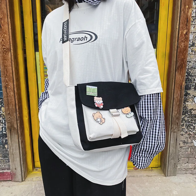 Сумки сумки через плечо женские 2020 летние новые модные холщовые школьные