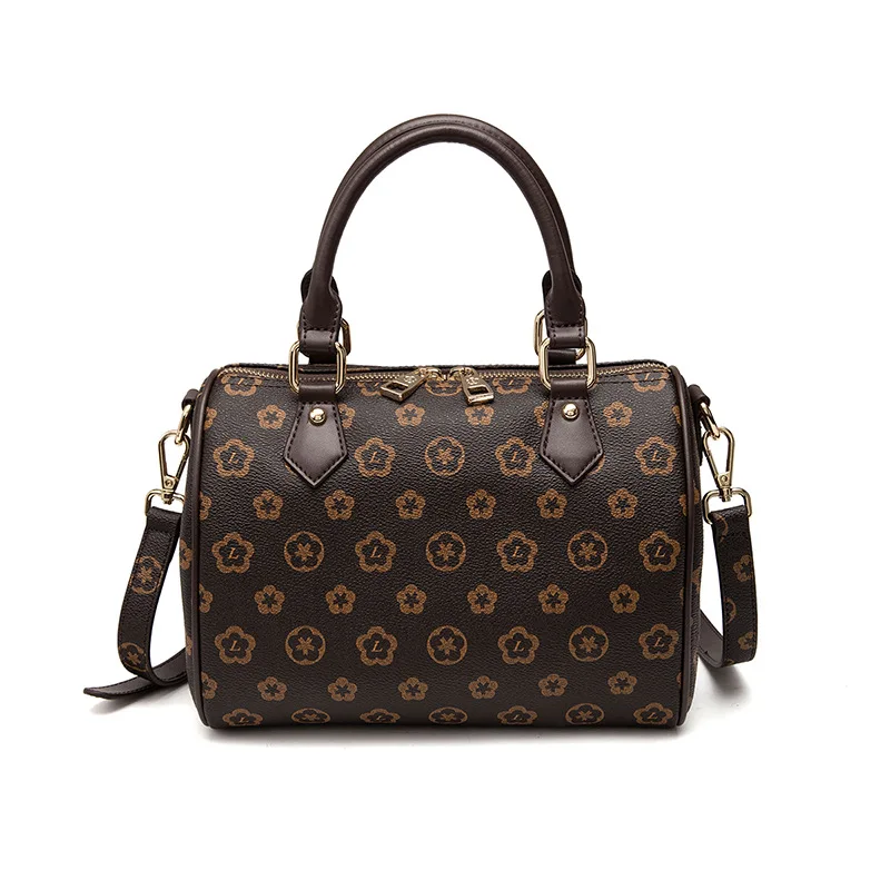 

Genuine Leather Women Boston 2021 New Fashion Larger Capacity Single Shoulder Bags Ladies Designer Purse and Handbag Monogram