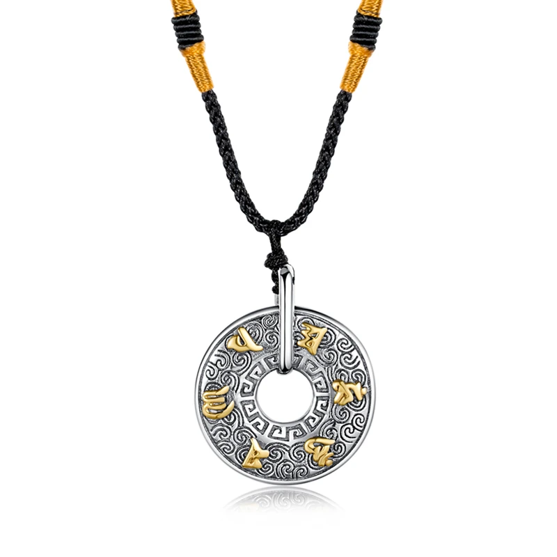 Подвеска мантра из титановой стали в стиле ретро с шестью персонажами Мужская