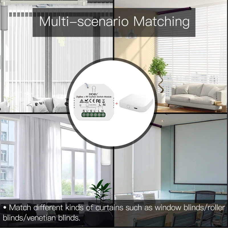 

Tuya ZigBee RF433 Smart Curtain Switch Module Motorized Roller Shutter Blinds Motor 2MQTT Work With Alexa Google Home