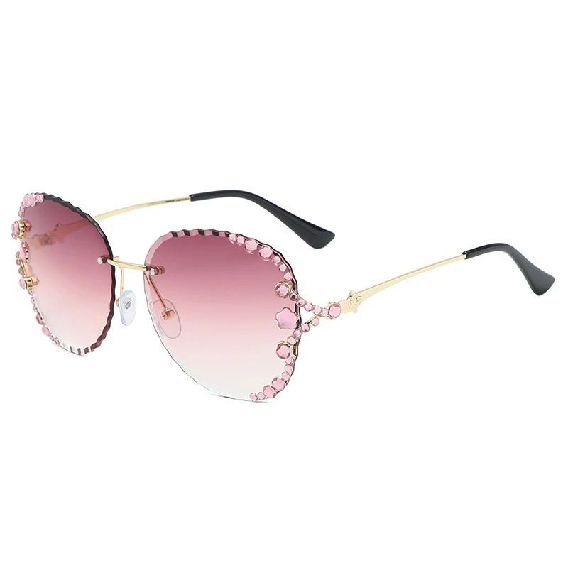 

Women's Sunglasses Brand Designer 2021 Vintage Eyewear New Trendy Frameless Diamond Sun Glasses Personality All-match UV400