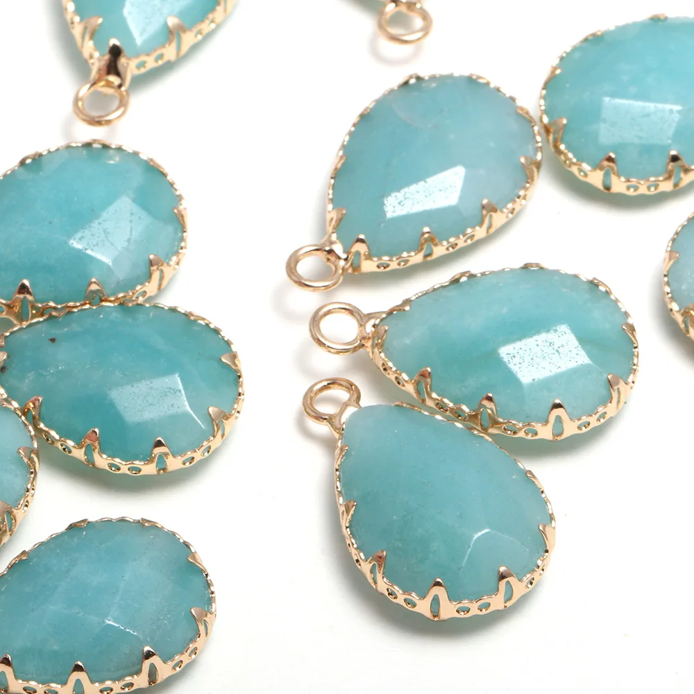 

2Pcs Necklace Pendant For Jewelry Making Drop Shaped Section Lace Amazonite Pendant Necklace Handiwork Sewing Craft Accessory