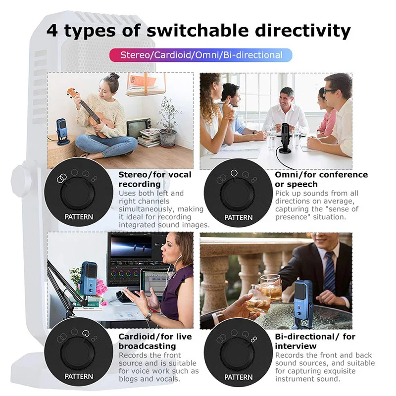 Конденсаторный USB микрофон GEVO профессиональная студийная запись четыре