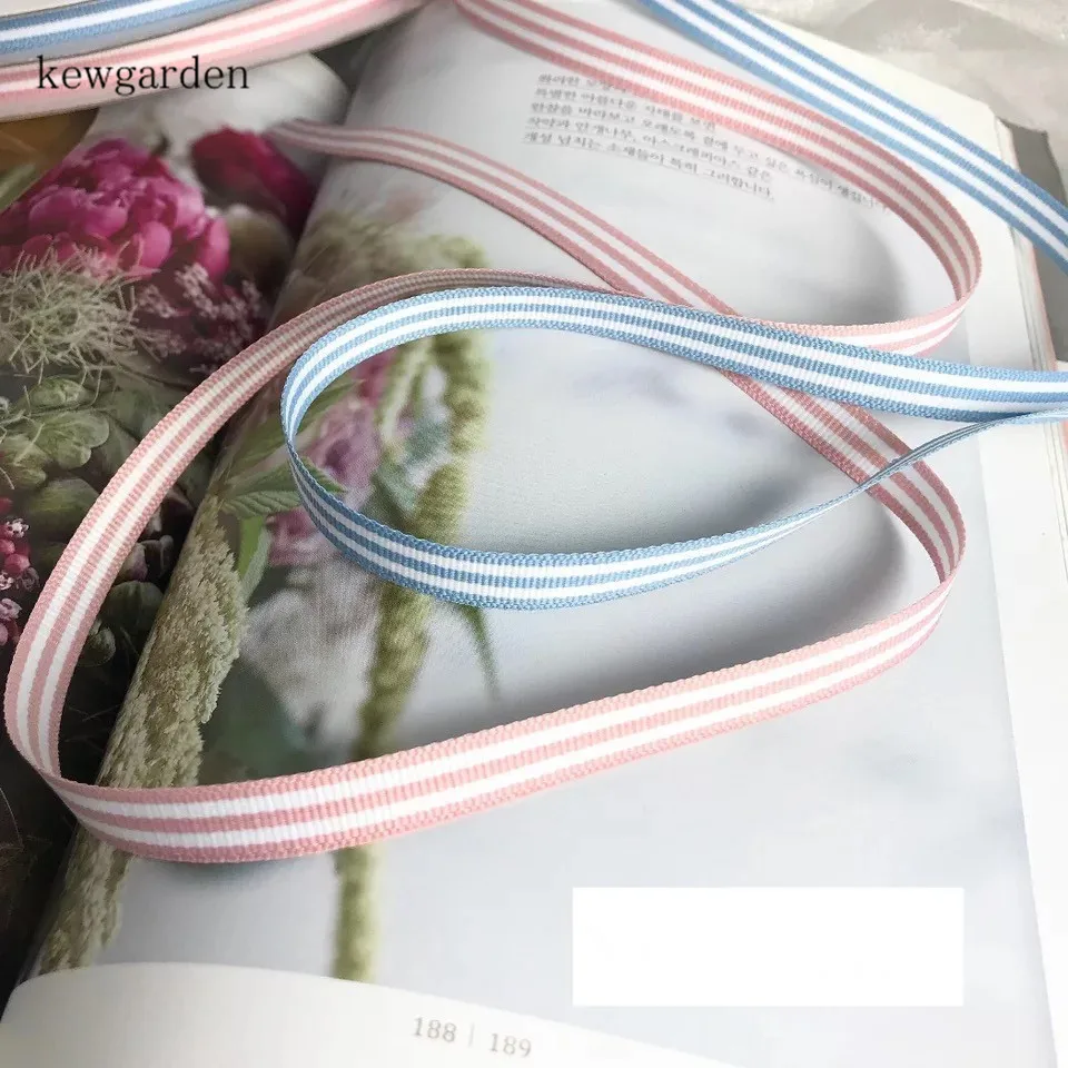 Лента в полоску Kewgarden 1 см 10 мм Grosgrain вручную изготовленная лента аксессуары для