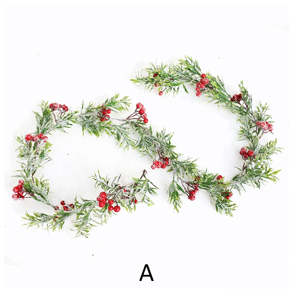 

170CM Artificial Flowers Garland Wedding Party Rattan Ornament Outdoor Cane Red Pine Cone Snowflake Pine Branch Art Decor