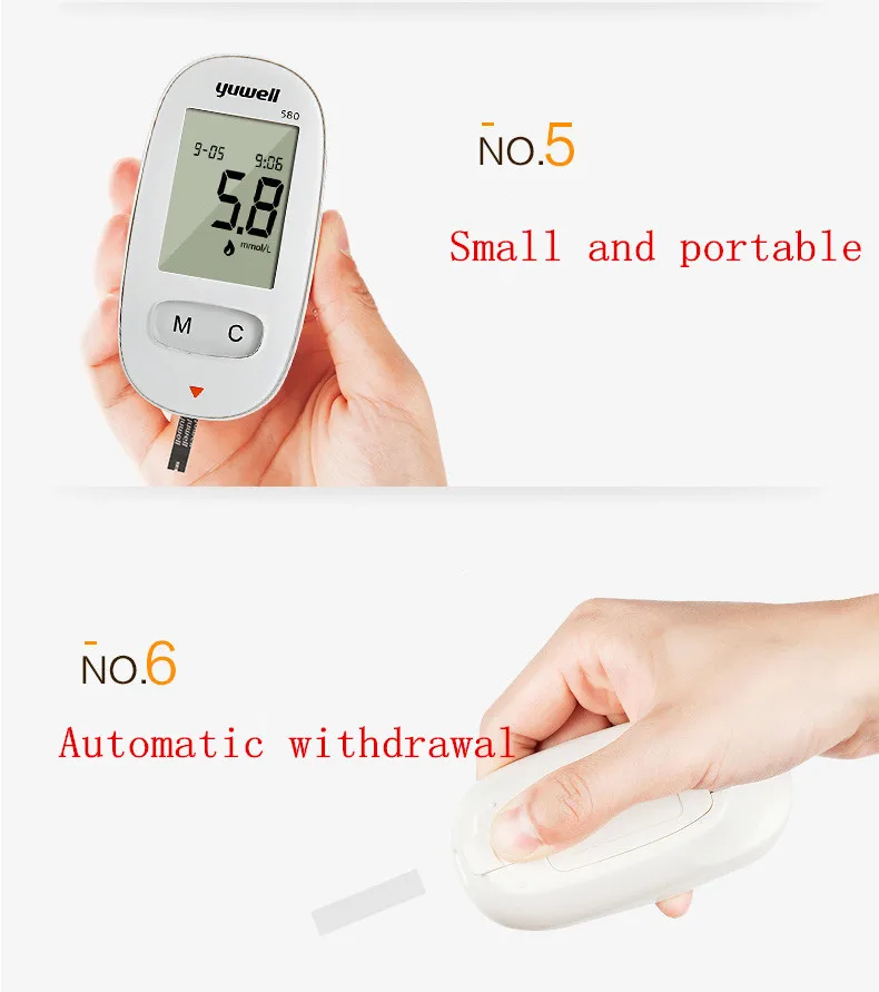 Yuwell glucometro монитор для диабетиков, уровень сахара в крови, медицинский глюкометр, набор для диабета, тест-полоски и Ланцет