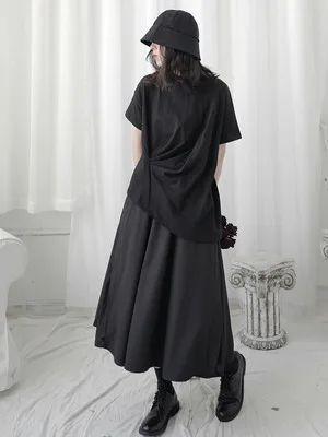 Асимметричная женская футболка Модный Новый плиссированный пуловер в стиле