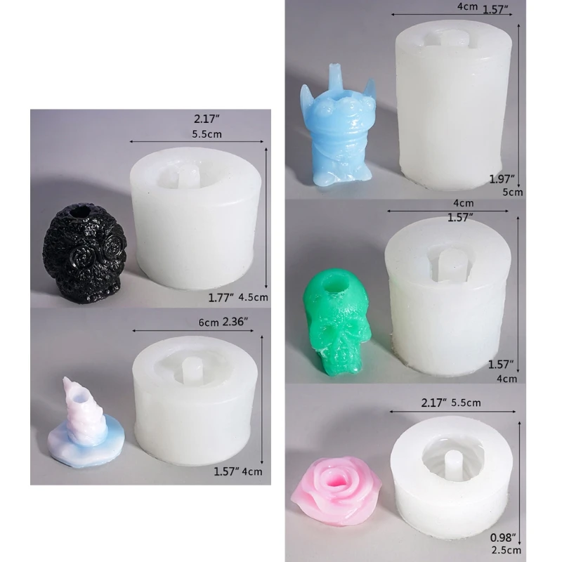 

Handmade Cute Rose Flower Straw Topper Silicone Mold Cap ET Skull Straw Topper Mold for 8mm Straws Resin Casting Molds