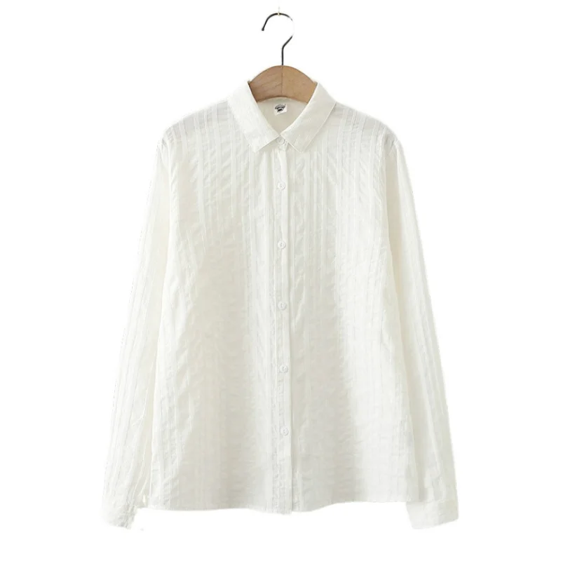 

Solid Blouse And Tops 2020 Autumn Long Sleeve Turndown Collar Casual Woman White Shirts Blusa Feminina Office Ladies Workwear